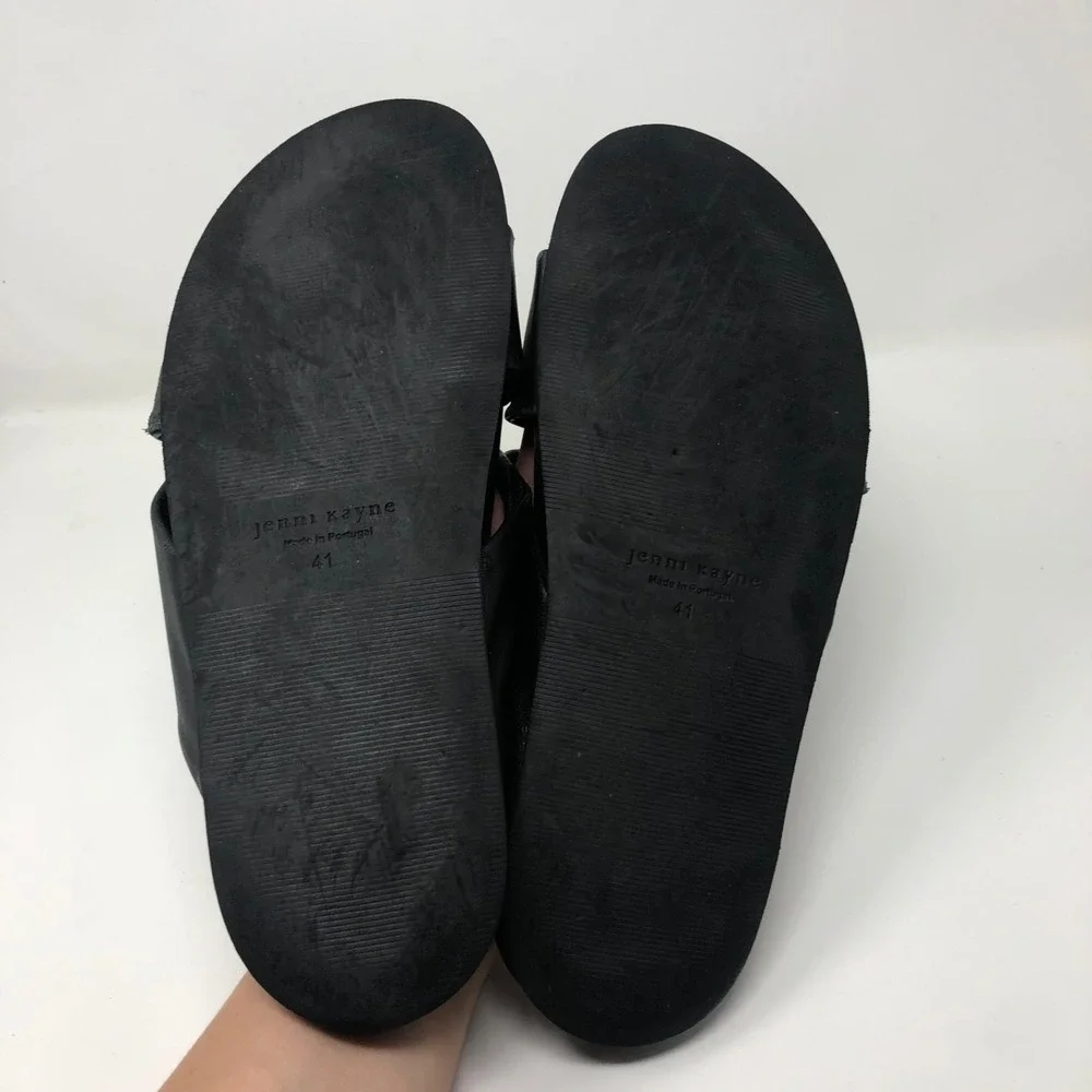 Jenni Kayne Leather Knot Sandal Womens 41 US 10.5 Black Chunky Romantic Boho